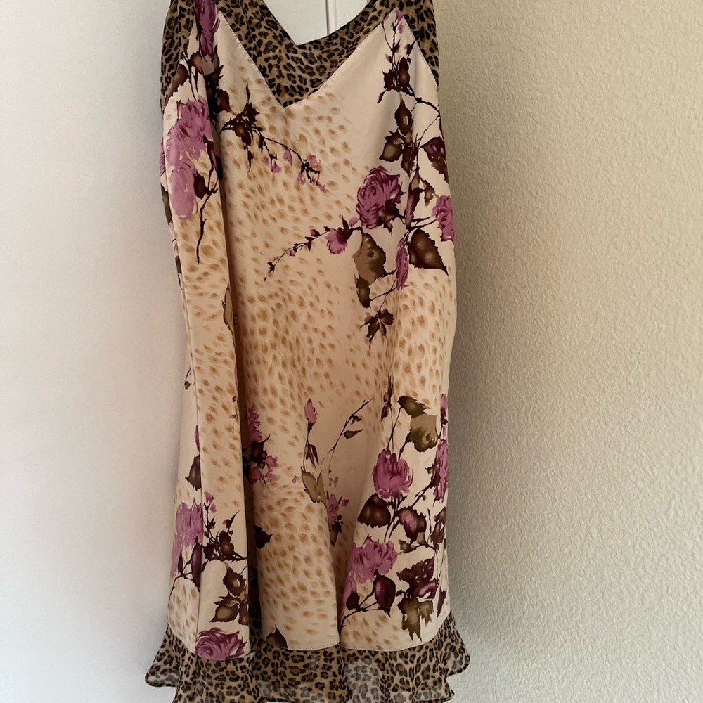 Vintage Floral Leopard Print Slip Dress